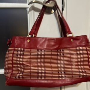 Burberry Haymarket Check Tote Bag - Red
